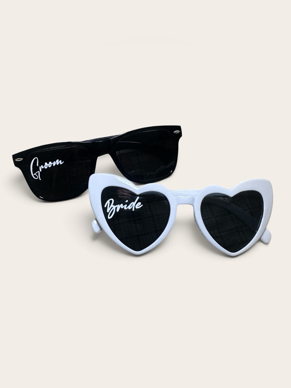 Source Unknown White Heart 'Bride' & Black 'Groom' Sunglasses